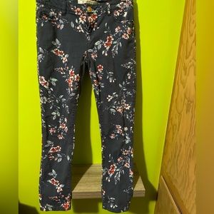 Lauren Conrad Navy skinny jeans with floral pattern